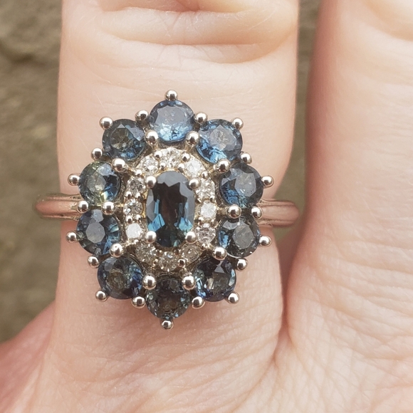 JTV Sapphire Cocktail Cluster Ring - Picture 9 of 10